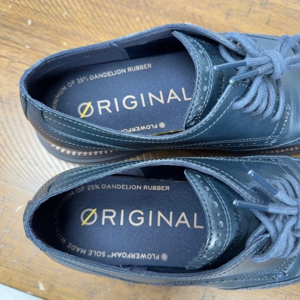Cole Haan Shoes Mens 8 M Navy Blue Original Grand Wingtip Leather Oxford Dress